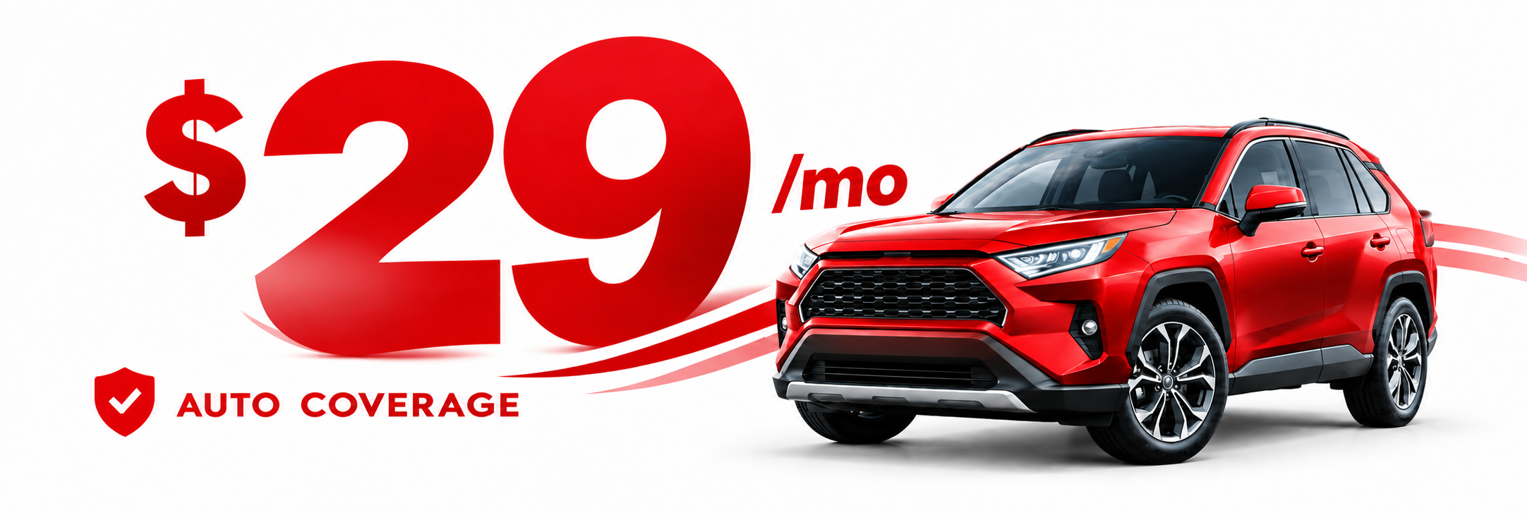 Auto insurance $29/mo auto coverage, red SUV